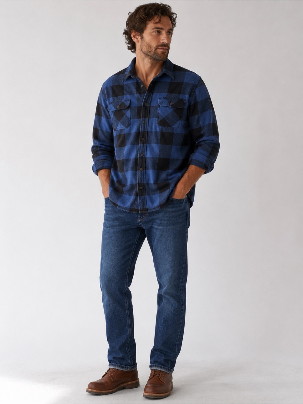 Jach’s NY Men’s Large 100% cotton Buffalo Plaid Flannel button up